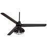 60" Turbina Matte Black Damp Rated Rustic Cage Ceiling Fan with Remote
