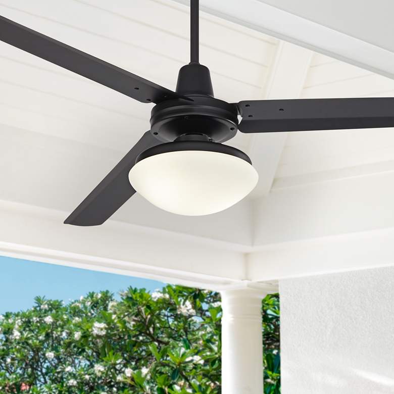 Image 1 60" Turbina Matte Black LED Light Ceiling Fan with Remote