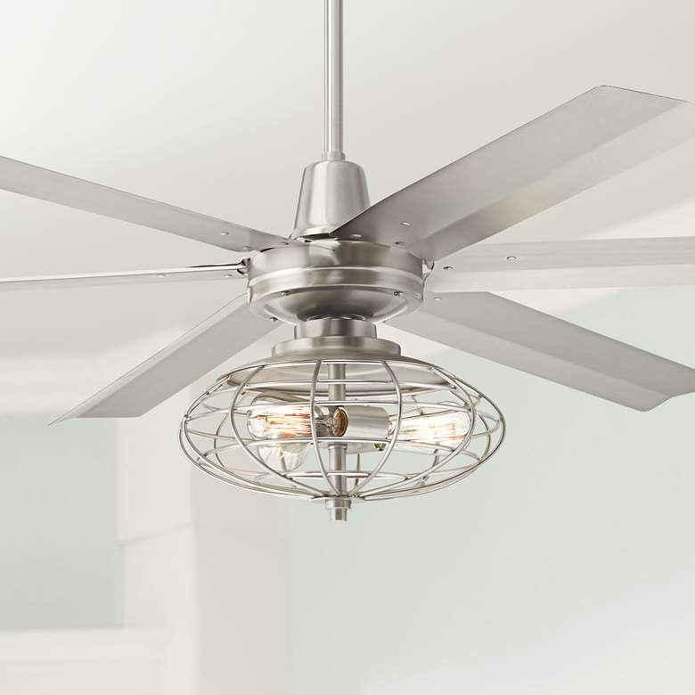 Image 1 60" Turbina Max™ AC Brushed Nickel LED Ceiling Fan