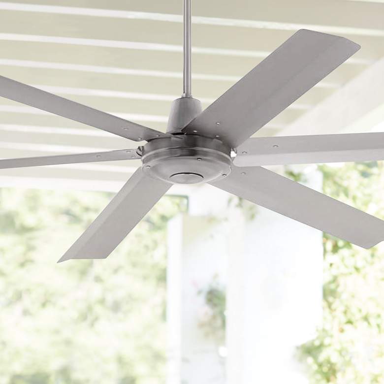 Image 1 60" Turbina Max DC Brushed Nickel Damp Ceiling Fan with Remote