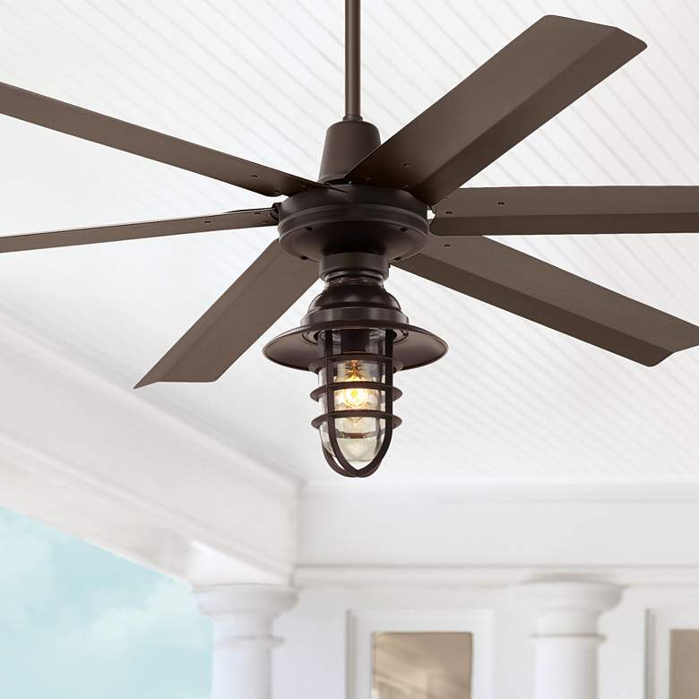 Image 1 60" Turbina Max DC Marlowe Bronze LED Outdoor Ceiling Fan with Remote