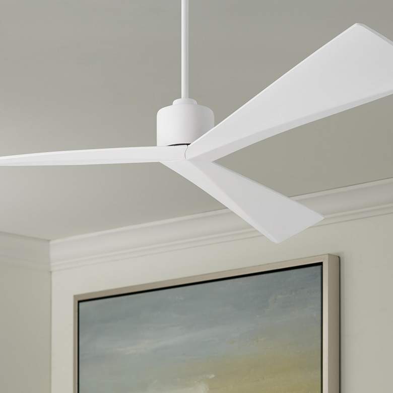 Image 1 60" Visual Comfort Adler 3-Blade Matte White Ceiling Fan with Remote