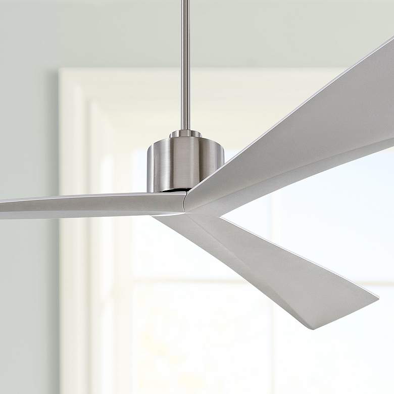 Image 1 60" Visual Comfort Adler Brushed Steel Modern Ceiling Fan with Remote