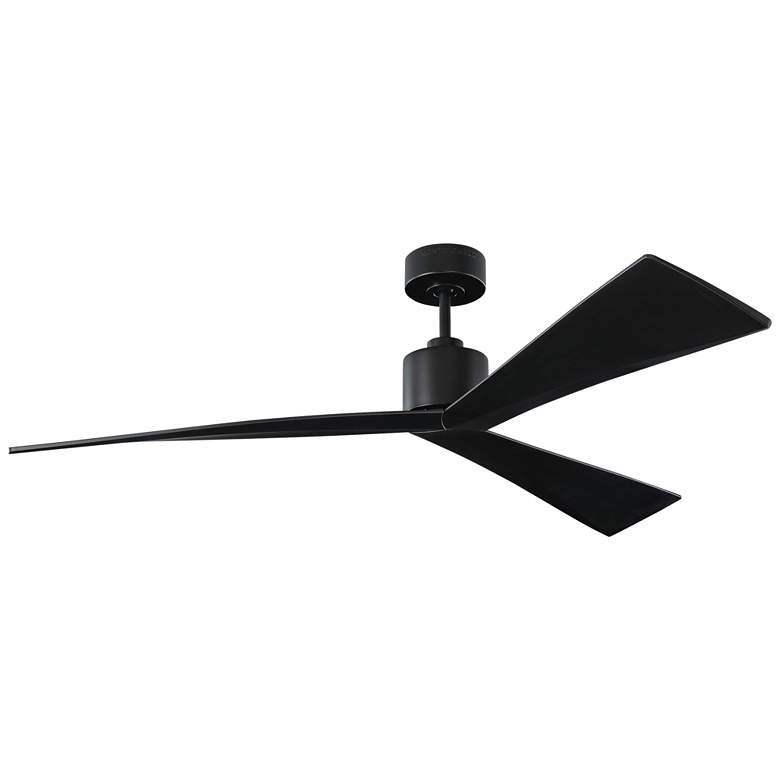 Image 2 60" Visual Comfort Adler Matte Black Damp Ceiling Fan with Remote