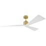 2_60" Visual Comfort Adler White and Brass Damp Ceiling Fan with Remote