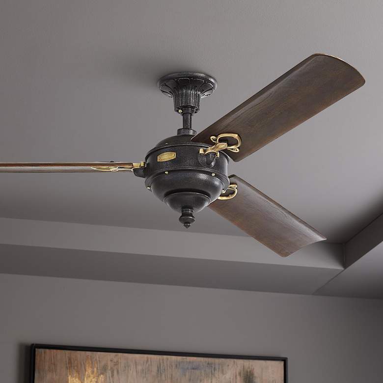 Image 1 60 inch Visual Comfort and Co. Arezzo Antique Iron Ceiling Fan with Remote