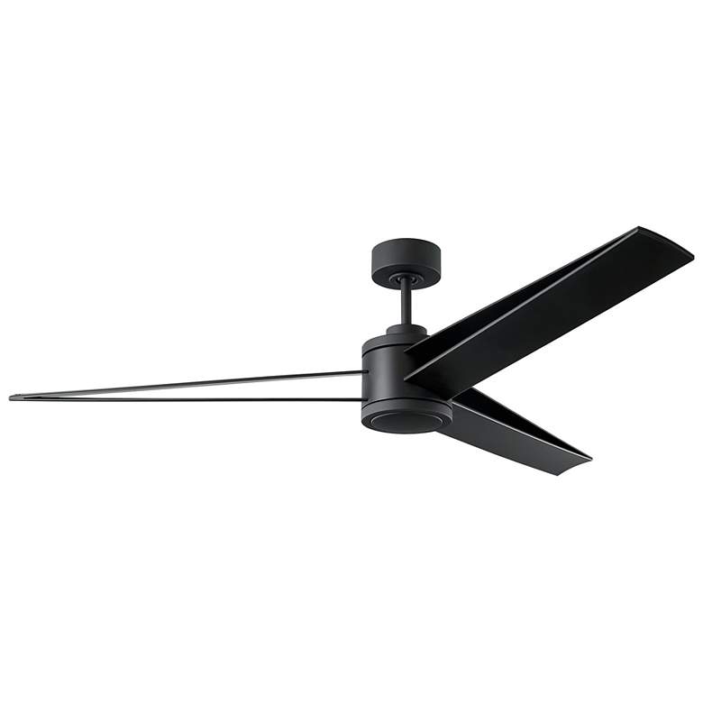 Image 2 60" Visual Comfort Armstrong Black LED Damp Ceiling Fan with Remote more views