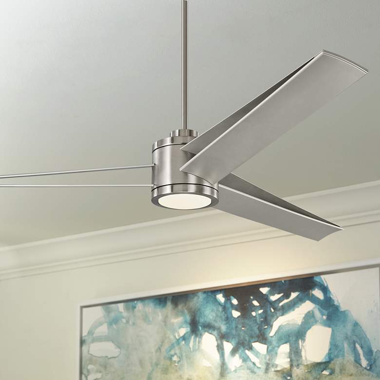 Image 1 60" Visual Comfort Armstrong Steel LED Damp Ceiling Fan with Remote