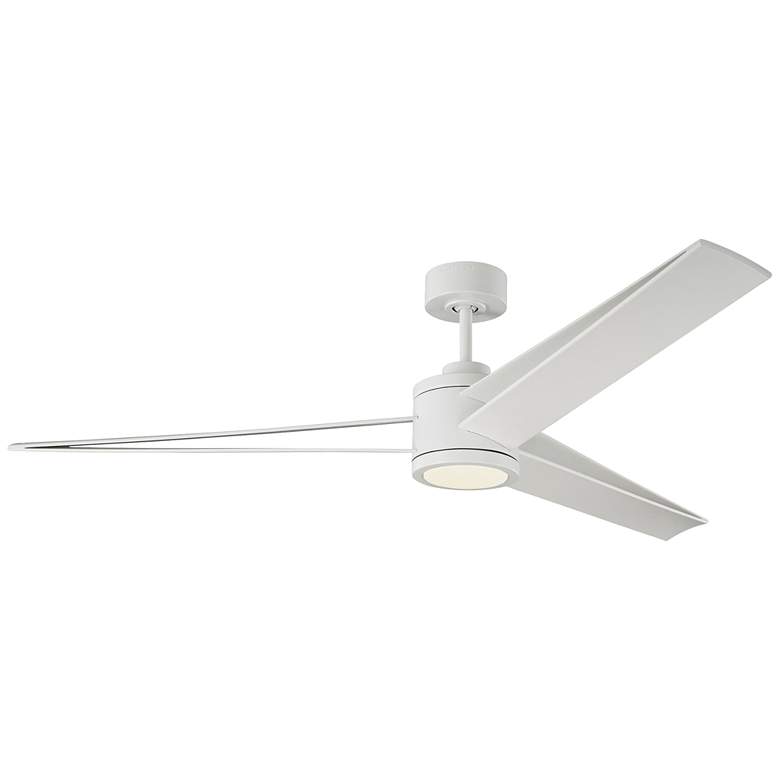 Image 2 60" Visual Comfort Armstrong White LED Damp Ceiling Fan with Remote