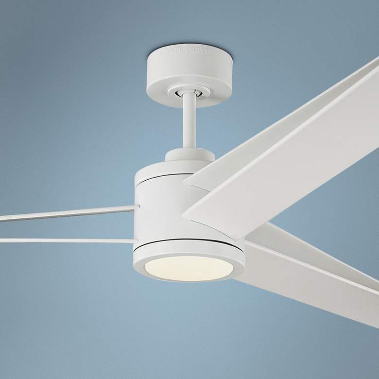 Image 1 60" Visual Comfort Armstrong White LED Damp Ceiling Fan with Remote