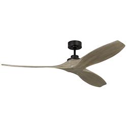 60" Visual Comfort Collins Aged Pewter Damp Rated Smart Ceiling Fan
