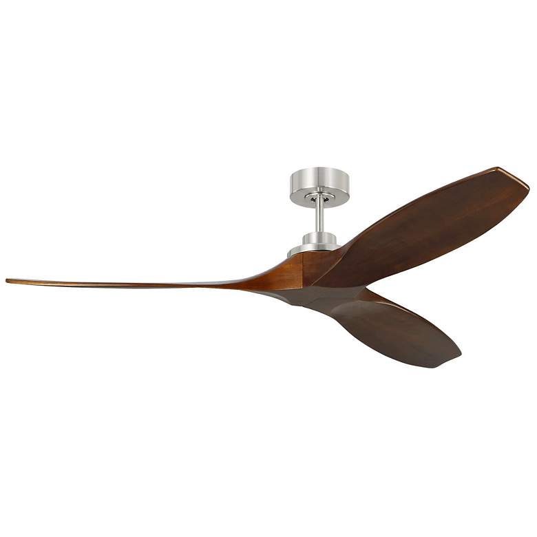 Image 1 60" Visual Comfort Collins Brushed Steel Damp Rated Smart Ceiling Fan