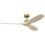 Thumbnail1 of 60" Visual Comfort Collins Oak and Brass Damp Rated Smart Fan
