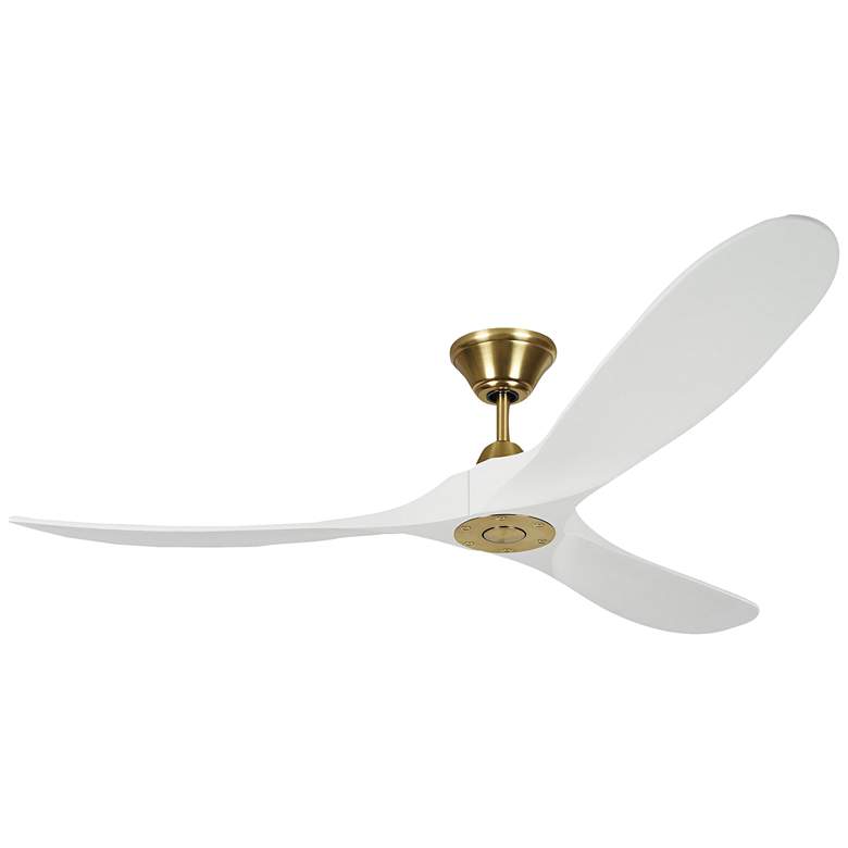 Image 1 60" Visual Comfort Maverick Brass and White Ceiling Fan with Remote