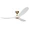 60" Visual Comfort Maverick Brass and White Ceiling Fan with Remote