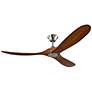 2_60" Visual Comfort Maverick Brushed Steel Koa Damp Fan with Remote