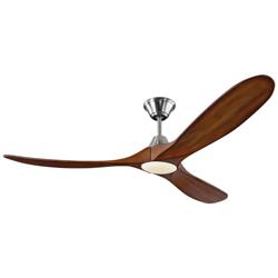 60" Visual Comfort Maverick Brushed Steel Koa LED Fan with Remote