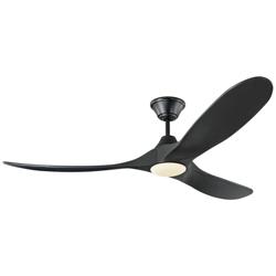60" Visual Comfort Maverick Matte Black LED Ceiling Fan with Remote