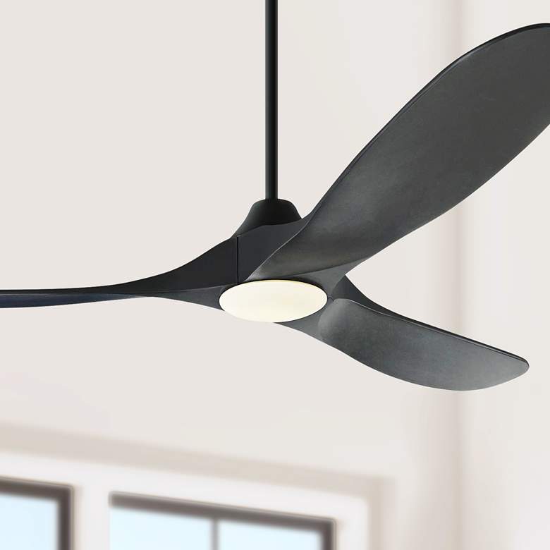 Image 1 60" Visual Comfort Maverick Matte Black LED Ceiling Fan with Remote
