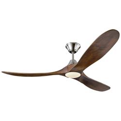 60" Visual Comfort Maverick Steel Walnut Damp LED Fan with Remote