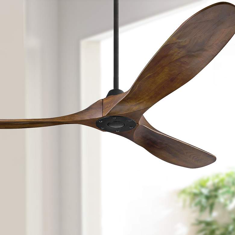 Image 1 60" Visual Comfort Maverick Walnut and Black Ceiling Fan with Remote