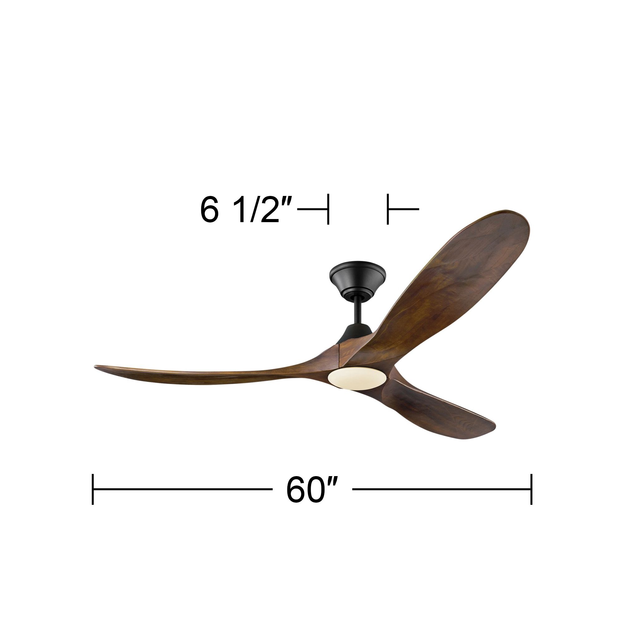 Image 7 60" Visual Comfort Maverick Walnut Wood LED Ceiling Fan with Remote more views