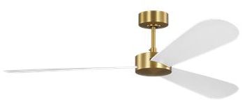 Thumbnail3 of 60" Visual Comfort Paddle Burnished Brass and White Smart Ceiling Fan more views