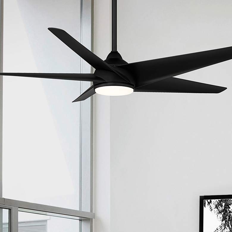 60&quot; WAC Viper Matte Black LED Wet Rated Smart Ceiling Fan