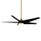 60" WAC Viper Soft Brass and Black LED Wet Rated Smart Ceiling Fan