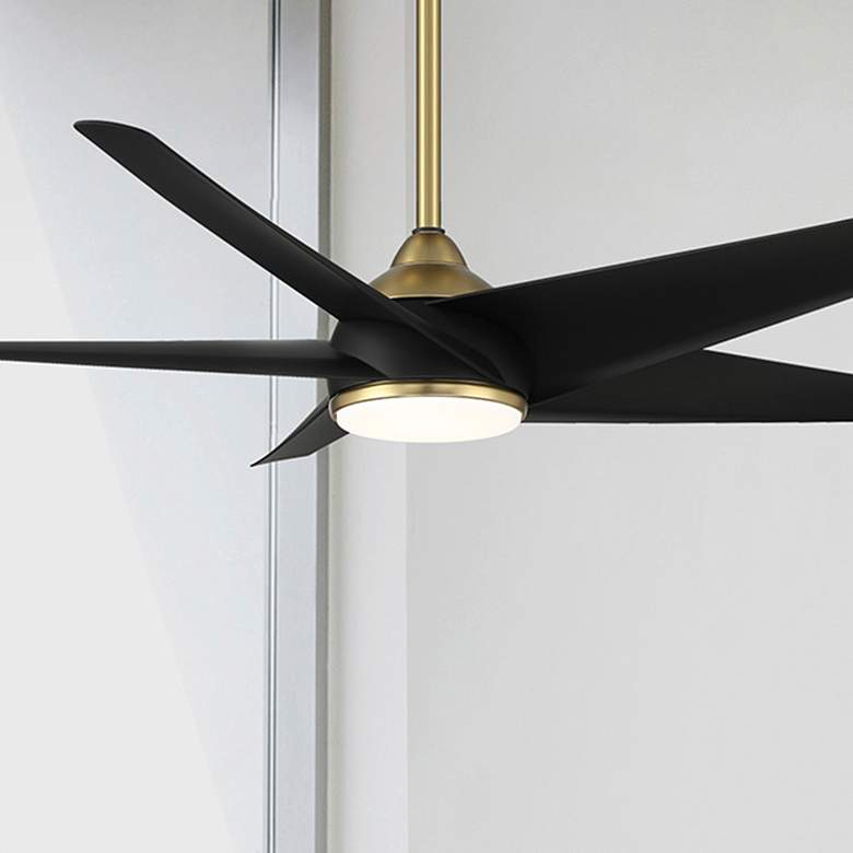 Image 2 60" WAC Viper Soft Brass and Black LED Wet Rated Smart Ceiling Fan