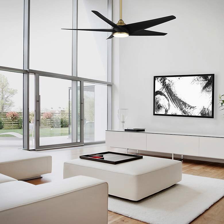 Image 5 60" WAC Viper Soft Brass and Black LED Wet Rated Smart Ceiling Fan more views