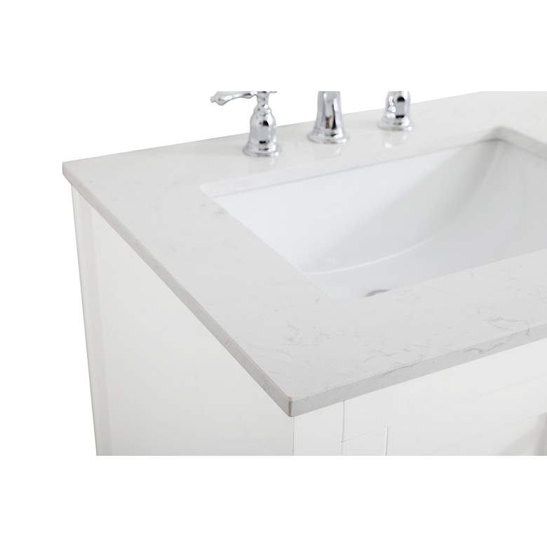 Image 3 60-Inch White Double Sink Bathroom Vanity With White Calacatta Quartz Top more views