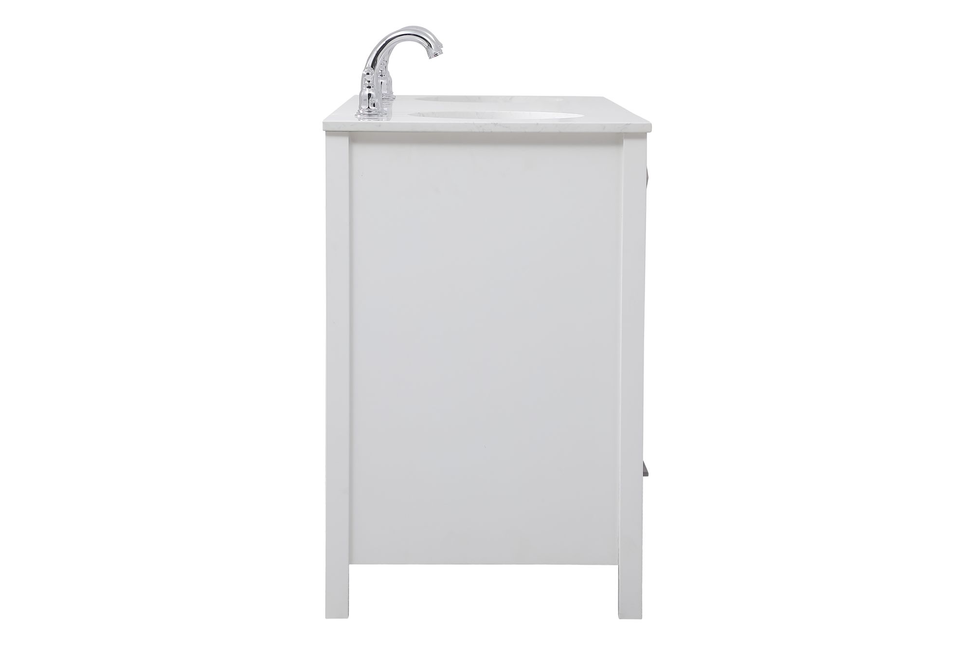 60-Inch White Double Sink Bathroom Vanity With White Calacatta Quartz Top