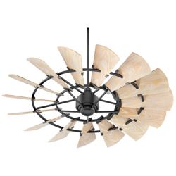 60" Windmill Black Ceiling Fan with Weathered Oak Blades