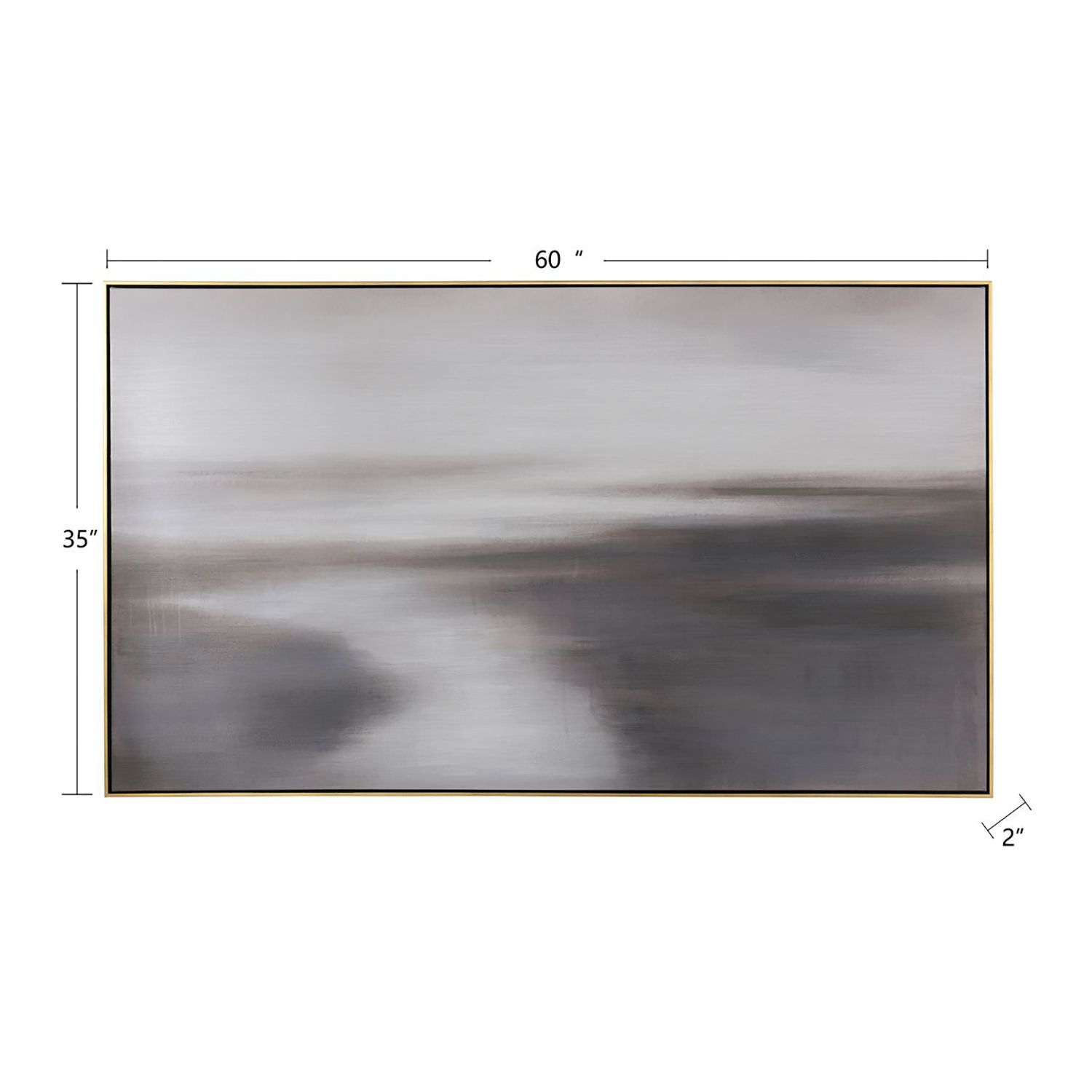 Image 7 60" x 35" Grey Horizon Silver Frame Hand Painted Canvas Wall Art more views