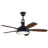 60" Kichler Hatteras Bay Distressed Black Outdoor LED Fan with Remote