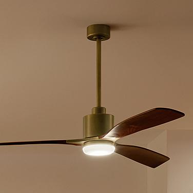 60" Kichler Ridley II Brass Indoor LED Ceiling Fan with Wall Control