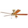 60" Kichler Starkk Natural Brass LED Ceiling Fan with Pull Chain
