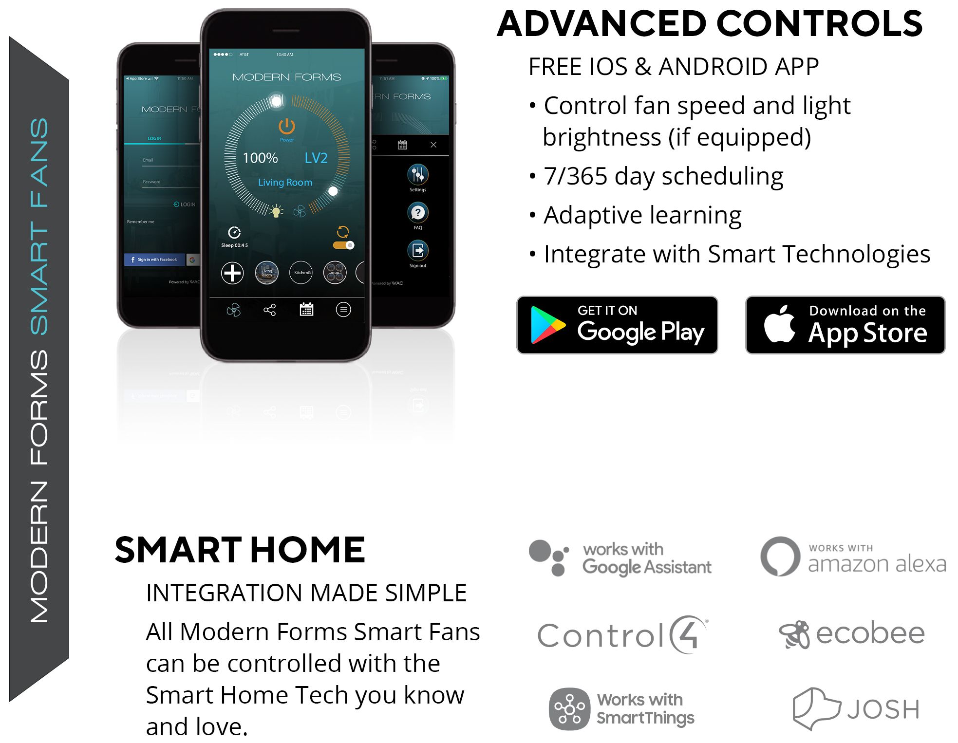 60" Modern Forms Carve Matte White Smart Ceiling Fan with Remote