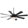 60" Possini Defender Matte Black Opal Damp LED Ceiling Fan with Remote