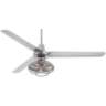 60" Turbina DC Brushed Nickel Damp Outdoor LED Ceiling Fan with Remote