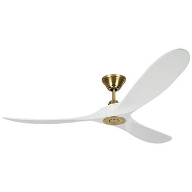 60" Visual Comfort Maverick Brass and White Ceiling Fan with Remote