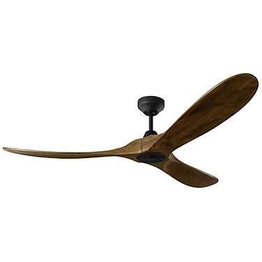 60" Visual Comfort Maverick II Walnut and Black Damp Smart Ceiling Fan