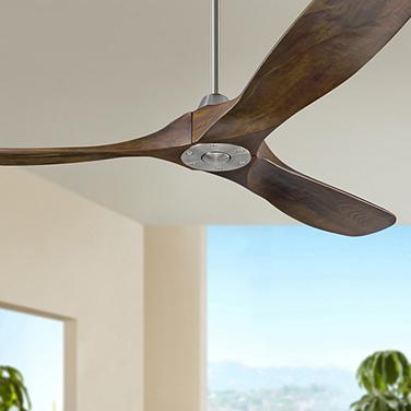 60" Visual Comfort Maverick Steel and Walnut Ceiling Fan with Remote