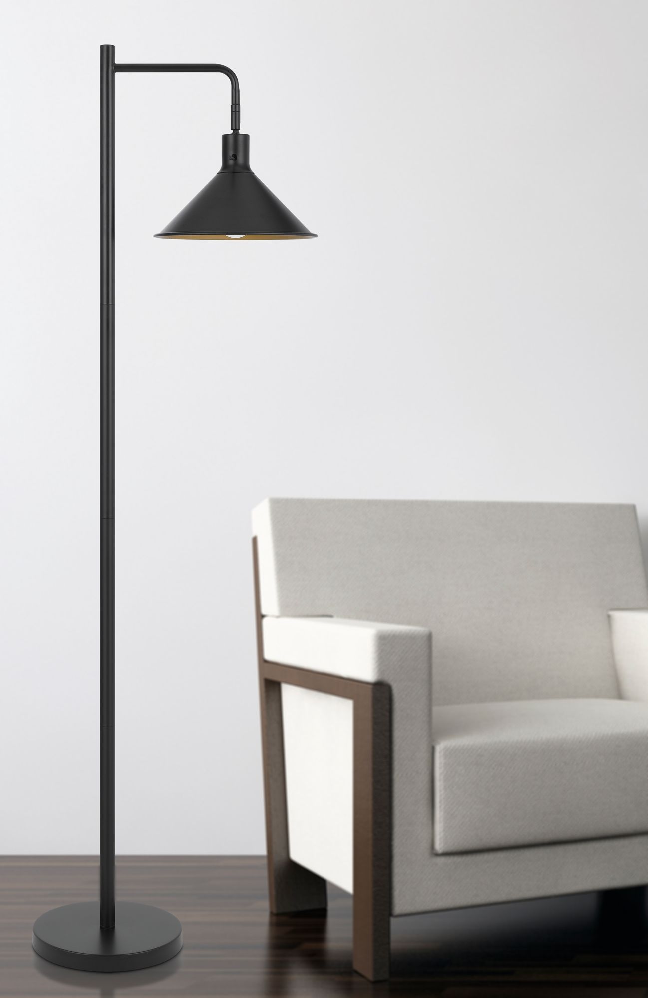 Image 4 60 Watt Campana Metal Down Bridge Floor Lamp in Black more views