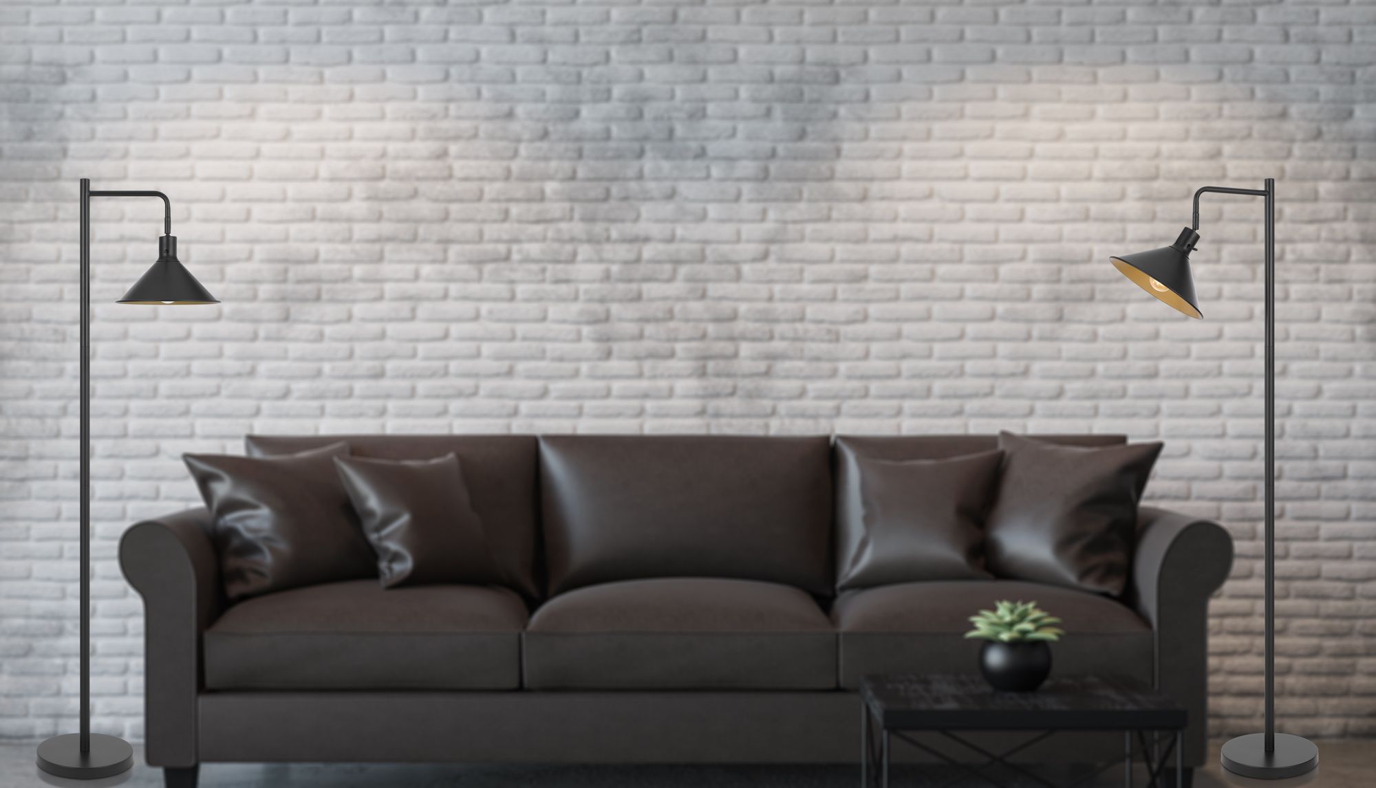 Image 5 60 Watt Campana Metal Down Bridge Floor Lamp in Black more views