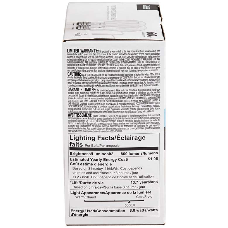 Image 4 60 Watt Equivalent Clear 5000K 8.8W LED Dimmable B10 2-Pack more views