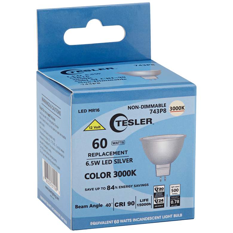Image 2 60 Watt Equivalent Tesler Silver 6.5W LED G5.3 MR16 Bulb more views