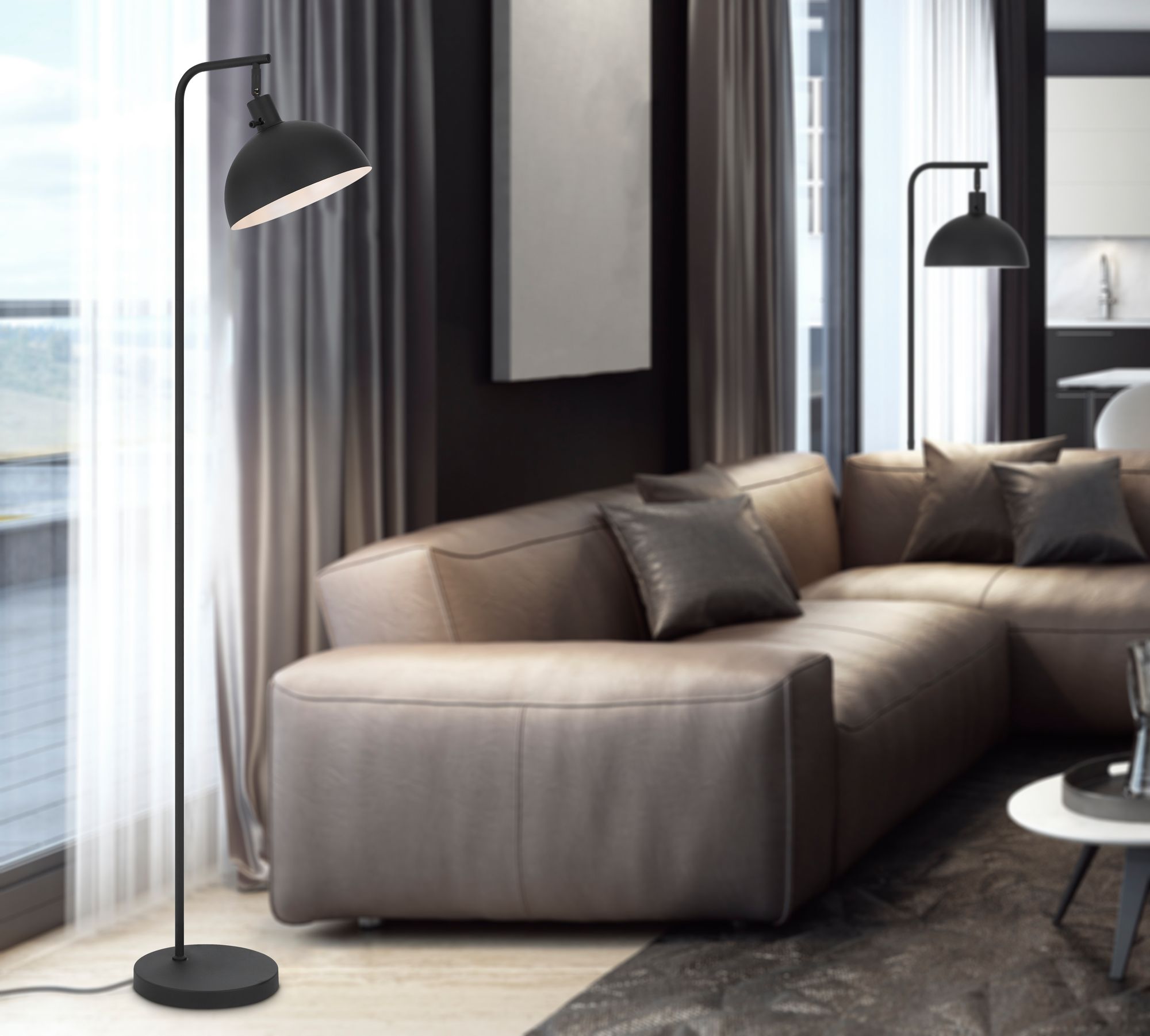 Image 5 60 Watt Koepel black metal hanging floor lamp with dome shade more views