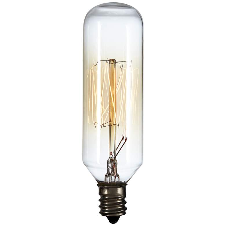Image 1 60 Watt T8 Edison Style Tube Candelabra Base Light Bulb